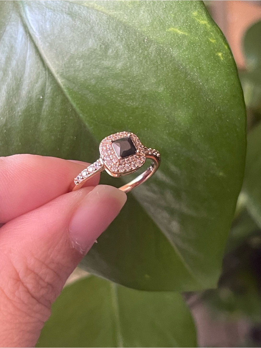 Stylist Black Square Ring with Pavé Accents